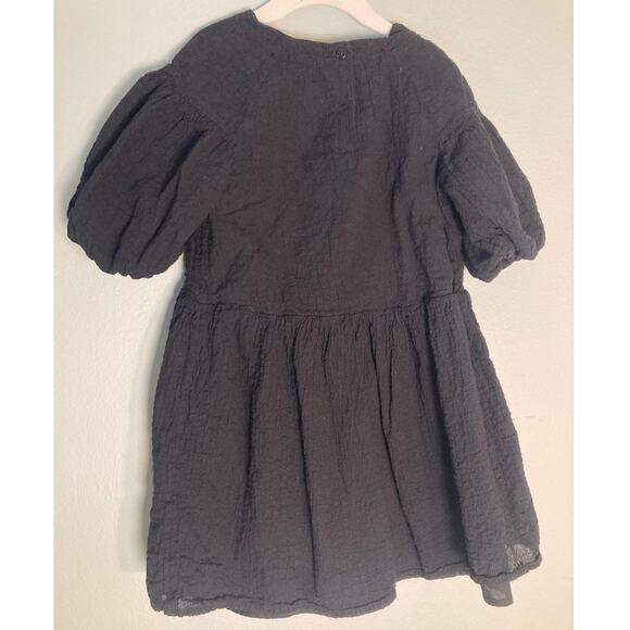 H&M Girls Black Puff Sleeve Lined Cotton Dress ~ Sz  S 6-7 ~ Adorable Simplicity - Picture 2 of 6